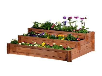 3-laags houten bloembed 110 x 88 x 36 cm