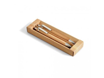 Set van bamboe pen en mechanisch potlood
