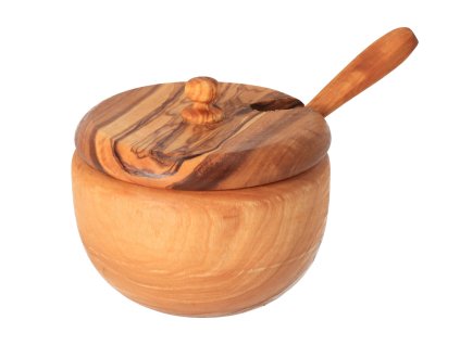 Suikerpot met olijfhouten lepeltje