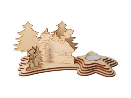 Houten ster met kaars