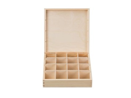 Houten theedoos (16 vakken)