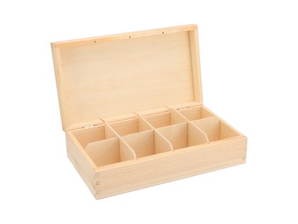 Houten theedoos (8 vakken)
