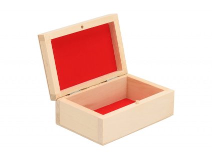 Houten doos met rode voering