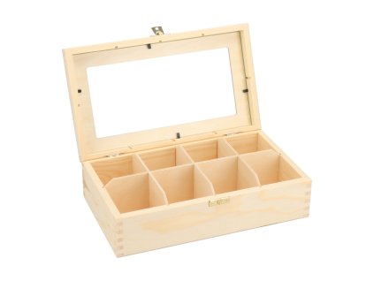 Houten doos met glas – 8 vakken