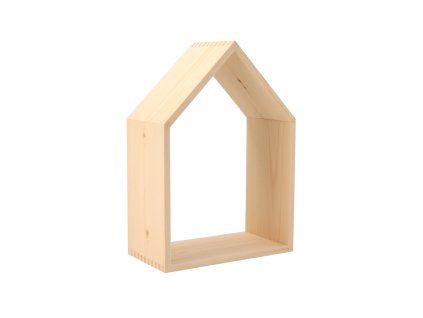 Houten wandplank huisje open – klein