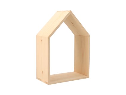 Houten wandplank huisje open – middelgroot
