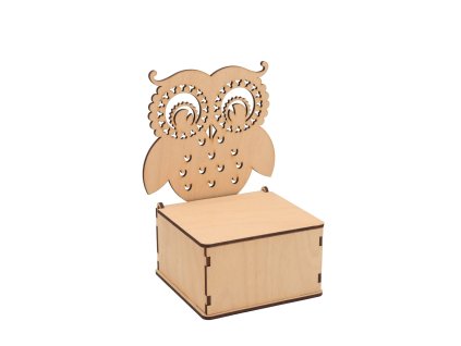 Houten sieradendoos met uil