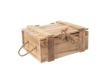 Houten kist met touw 30 x 21 x 12 cm