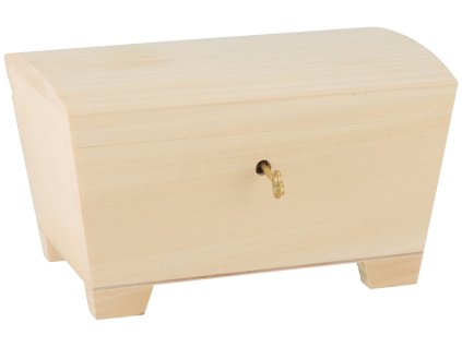 Houten kist met deksel VI met sleutel