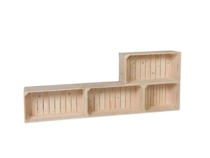 Houten wandmeubel van kisten 160 x 60 x 24 cm