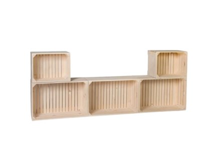 Houten wandmeubel van kisten 180 x 69 x 24 cm