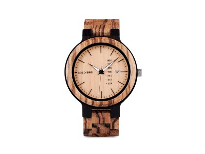 Bobo Bird houten horloge met datumweergave – licht