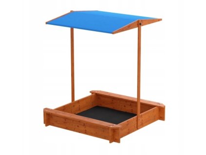 Houten zandbak met dak