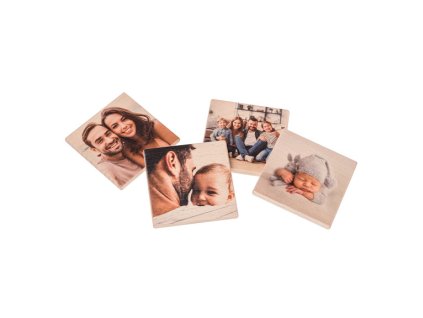 Houten onderzetters met eigen foto 4 stuks
