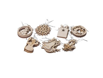 Houten kerstversieringen 35 stuks