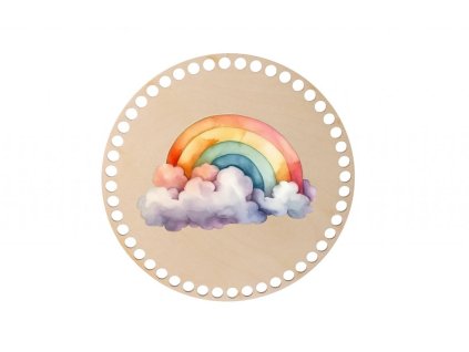Houten deksel voor mandje – regenboog