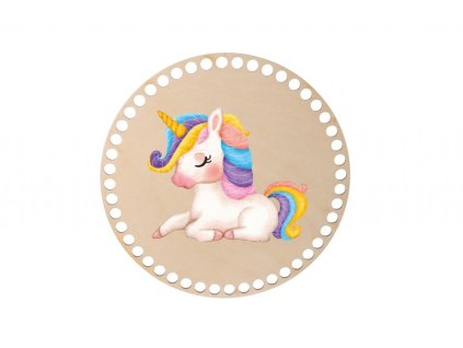 Houten deksel voor mandje – eenhoorn