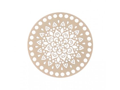 Houten deksel voor mandje – mandala zon
