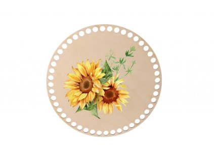 Houten deksel voor mandje – zonnebloem