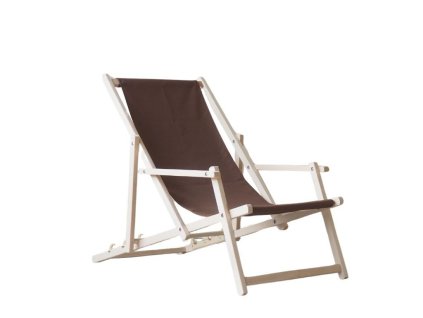 Houten tuinligstoel met armleuningen - bruin