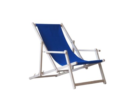 Houten tuinligstoel met armleuningen - blauw