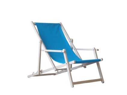 Houten tuinligstoel met armleuningen - lichtblauw