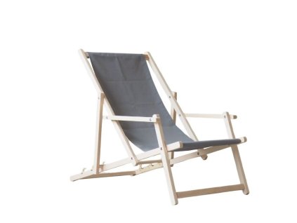 Houten tuinligstoel met armleuningen - grijs