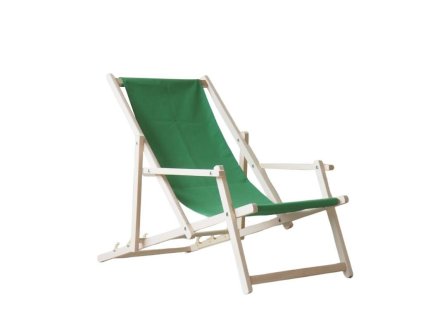 Houten tuinligstoel met armleuningen - groen