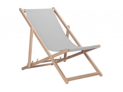 Houten tuinligstoel lichtgrijs