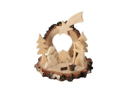 Houten kerststal met schors XXV