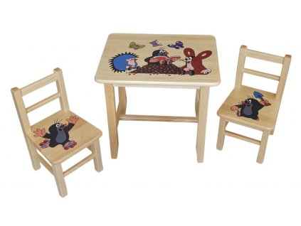 Houten kindertafel met stoelen - Molletje