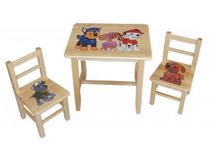 Houten kindertafel met stoelen - Paw Patrol