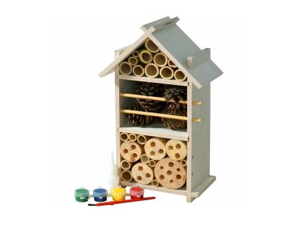 Houten insectenhotel om te decoreren 16 x 9,5 x 28 cm