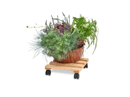 Vierkante houten plantentrolley