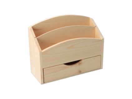 Houten brievenstandaard met lade