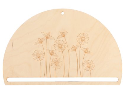 Houten bord halve cirkel - weidebloemen