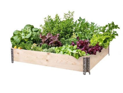 Verhoogd houten bloembed met beslag 120 x 100 x 20 cm