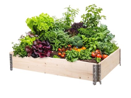 Verhoogd houten bloembed met beslag 120 x 80 x 20 cm