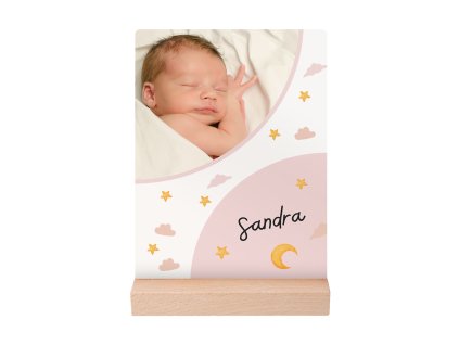 Babyfoto op acrylglas met standaard - babymeisje
