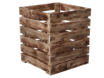 Gebrande houten kist 30 x 30 x 35 cm