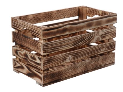 Gebrande houten kist 40 x 22 x 24 cm