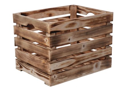 Gebrande houten kist 40 x 30 x 30 cm
