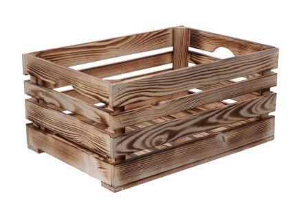 Gebrande houten kist 46 x 32 x 22 cm