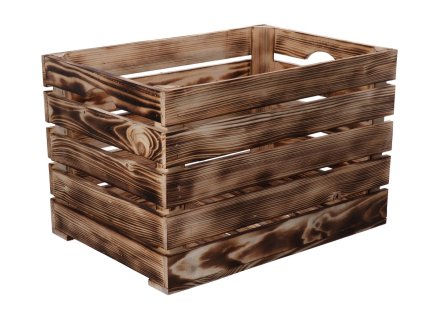 Gebrande houten kist 46 x 32 x 30 cm