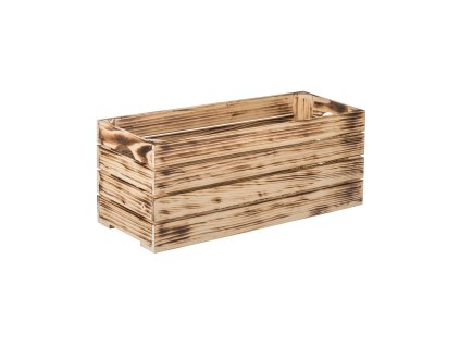 Gebrande houten kist 60 x 22 x 24 cm