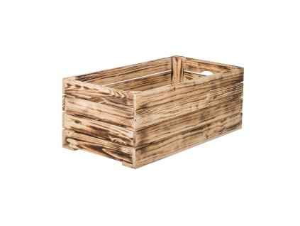 Gebrande houten kist 60 x 30 x 24 cm
