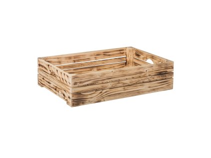 Gebrande houten kist 60 x 39 x 15 cm