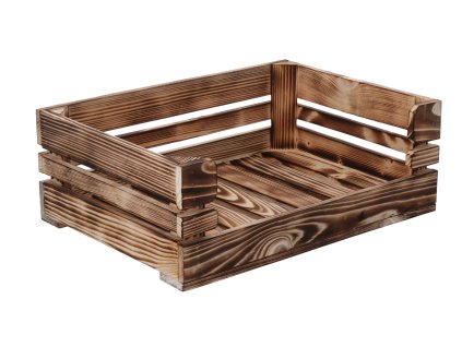 Gebrande houten kist open 42 x 30 x 15 cm