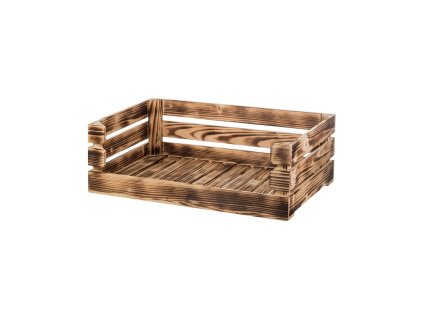 Gebrande houten kist open 60 x 39 x 20 cm