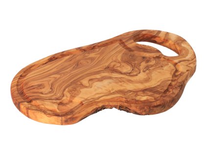 Olijfhouten snijplank met handvat en groef 40 cm